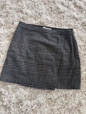 Abercrombie & Fitch Charcoal Plaid Wool Blend Mini Skirt